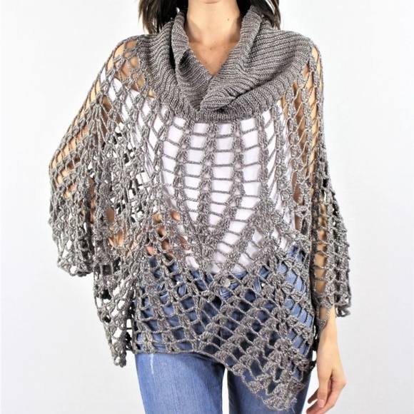 Black & Grey Poncho - Picture 1 of 2